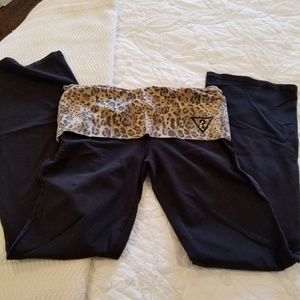 Guess black with leopard yoga pants